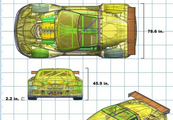 Chevrolet Corvette C6.R GT2 (2009) (Chevrolet Corvette C6.P GT2 (2009)) - drawings (drawings) of the car